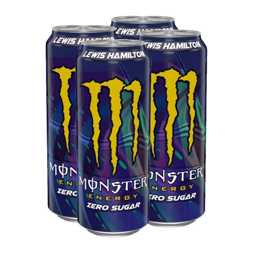 Набор Напиток Энергетический 4шт Monster Energy Lewis Hamilton Formula 1 Zero Sugar 500ml - Retromagaz