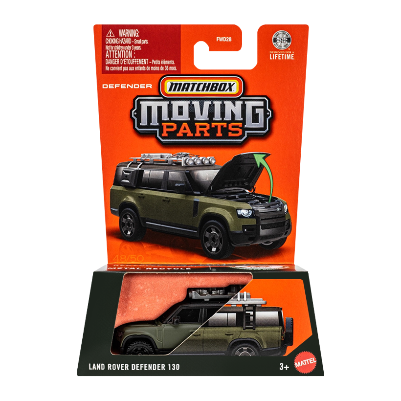 Тематична Машинка Matchbox Land Rover Defender 130 Moving Parts 1:64 JHV56 Green - Retromagaz