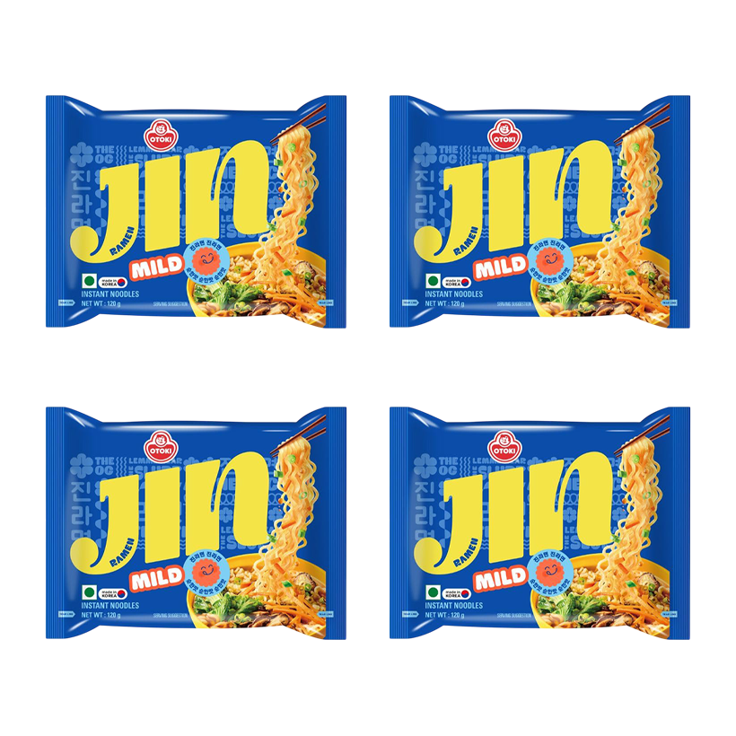 Набор Лапша 4шт Ottogi Jin Рамьон с Овощами и Говядиной Средне Острая 120g - Retromagaz