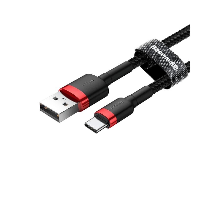Кабель Baseus Cafule Cable USB 2.0 - USB Type-C Black Red 1m - Retromagaz