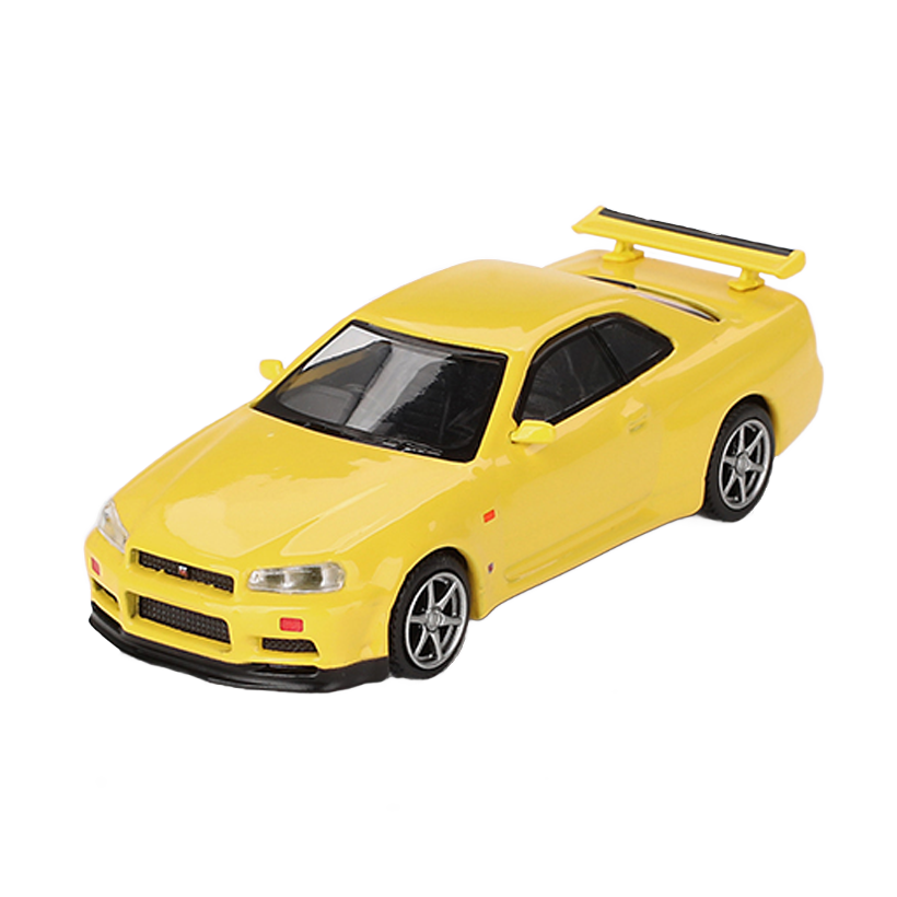 Машинка Premium MINI GT Skyline GT-R (R34) V-Spec 1:64 MGT00762 Yellow - Retromagaz