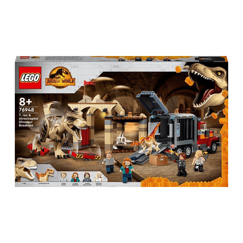 Конструктор Lego Побег Тираннозавра и Атроцираптора Jurassic World 76948 Новый - Retromagaz