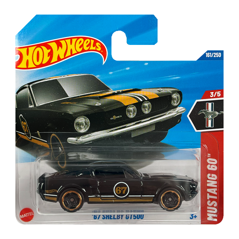 Машинка Базова Hot Wheels '68 Shelby GT500 Mustang 60th 1:64 JBB94 Black - Retromagaz