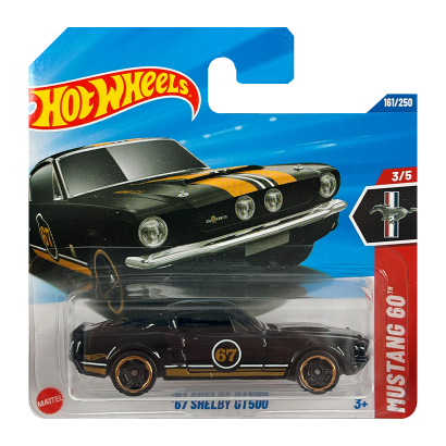 Машинка Базовая Hot Wheels '68 Shelby GT500 Mustang 60th 1:64 JBB94 Black - Retromagaz