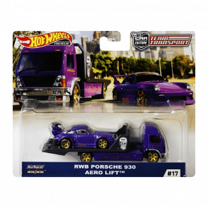 Машинка Premium Hot Wheels RWB Porsche 930 та Транспортер Aero Lift Team Transport 1:64 GJT37 Purple 2шт