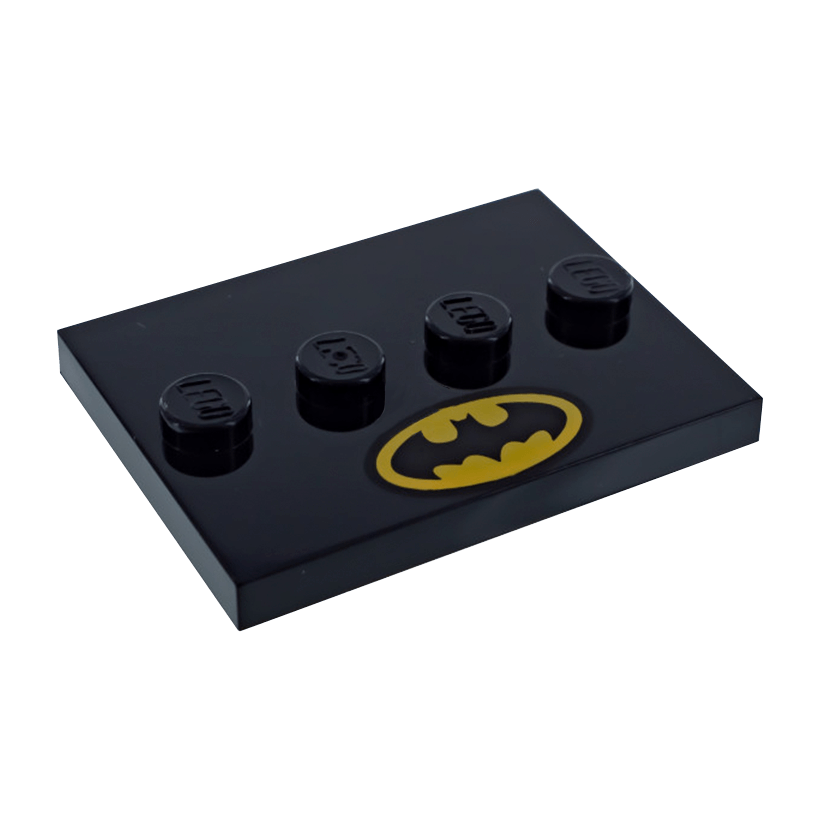 Плитка 4шт Lego Модифікована Декоративна 4 Studs in Center with Batman Logo Pattern 3 x 4 88646pb010 6214350 Black Б/У - Retromagaz
