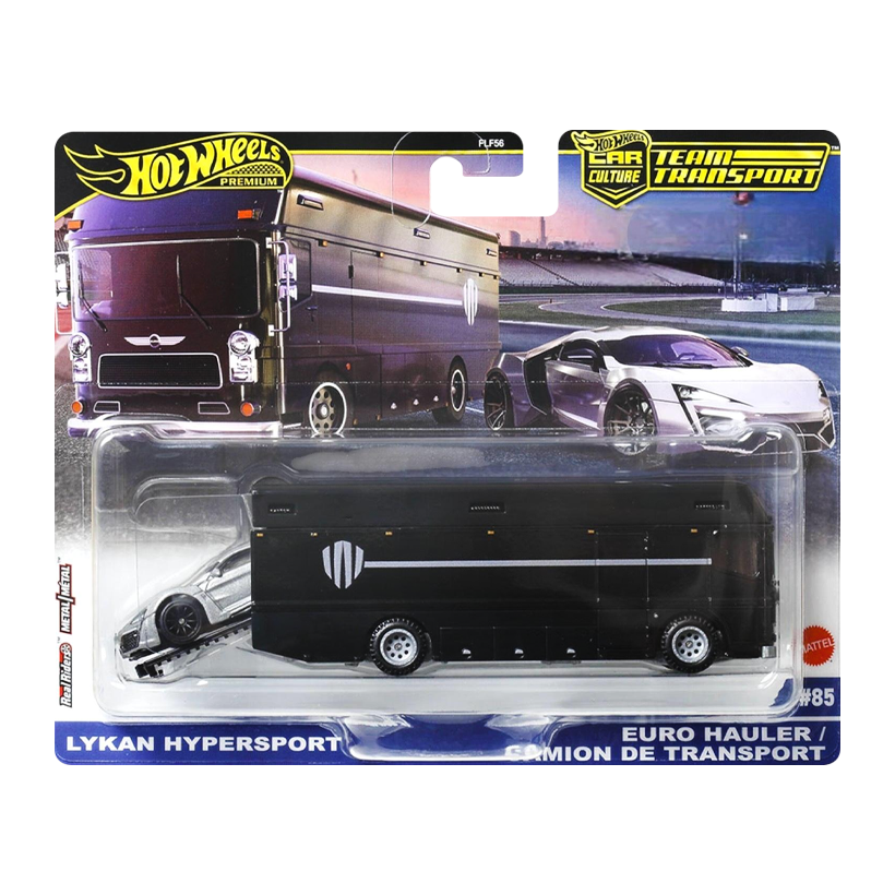 Машинка Premium 2шт Hot Wheels Lykan Hypersport Lykan HyperSport та Euro Hauler Team Transport 1:64 JBM39 Grey - Retromagaz