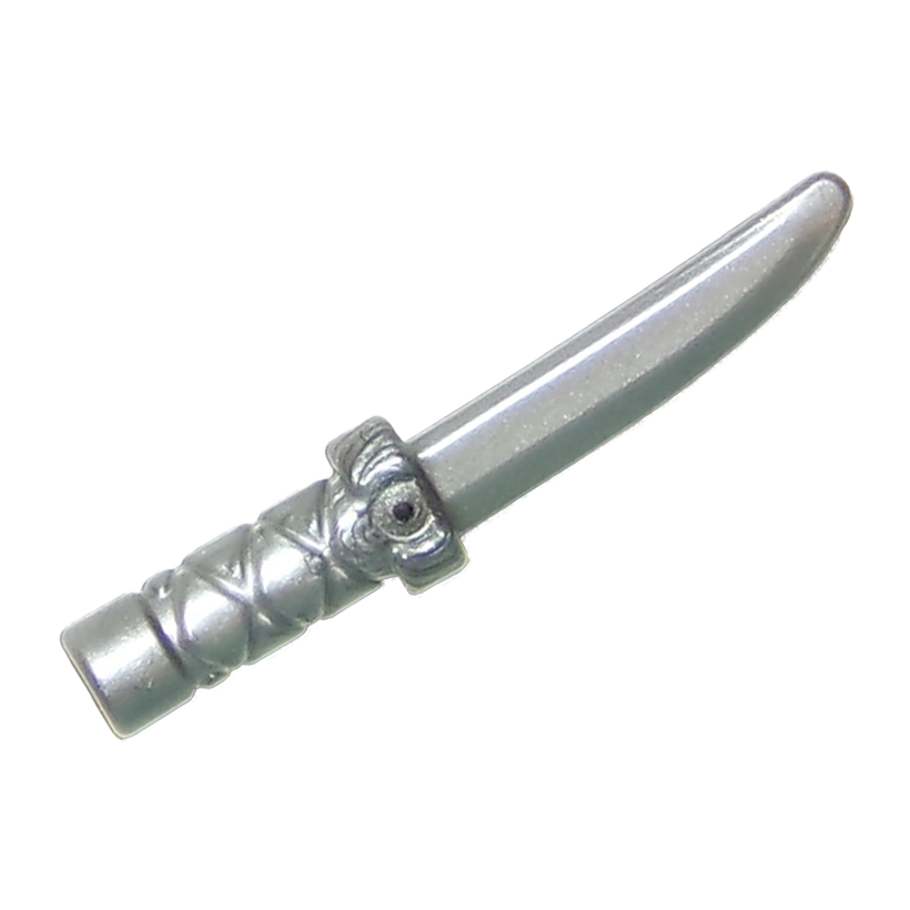 Зброя 2шт Lego Інше Knife with Flat Hilt End and Curved Blade Cross Hatched Grip 37341b 6225493 Flat Silver Б/У - Retromagaz