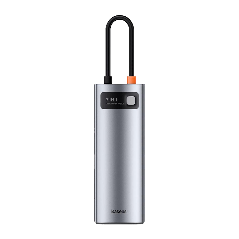 Адаптер Baseus Metal Gleam Series 7 in 1 Multifunctional Hub Grey - Retromagaz