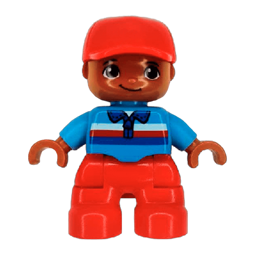 Фигурка Lego Boy Red Legs Medium Blue Top with Zipper Duplo 47205pb042a 1 Б/У - Retromagaz
