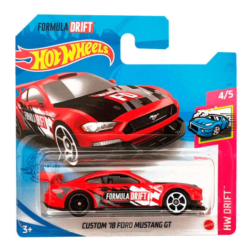 Машинка Базовая Hot Wheels Formula Drift Custom '18 Ford Mustang GT Drift 1:64 GTC45 Red - Retromagaz