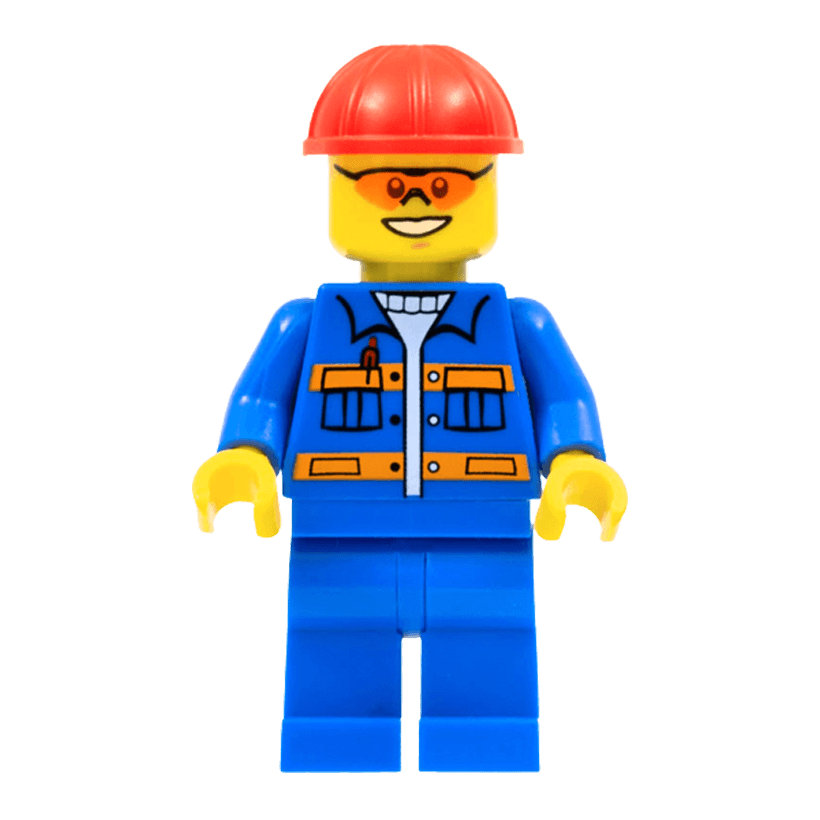 Фигурка Lego Construction 973pb0551 Blue Jacket with Pockets and Orange Stripes City con010 1 Б/У - Retromagaz