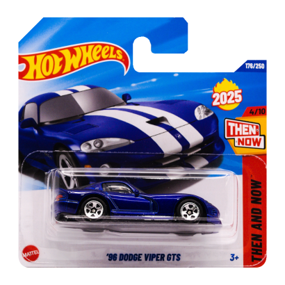Машинка Базова Hot Wheels '96 Dodge Viper GTS Then and Now 1:64 HYW50 Blue - Retromagaz