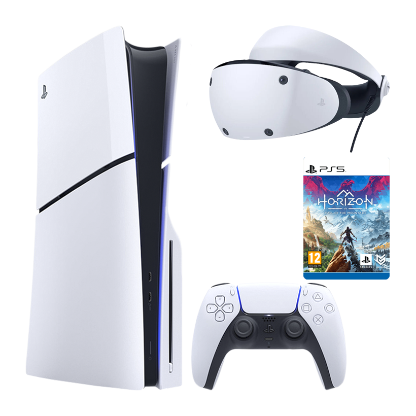 Набір Консоль Sony PlayStation 5 Slim Blu-ray 1TB White Новий + Окуляри Віртуальної Реальності Дротовий VR2 + Гра Horizon Call of the Mountain Російські Субтитри Digital Code - Retromagaz