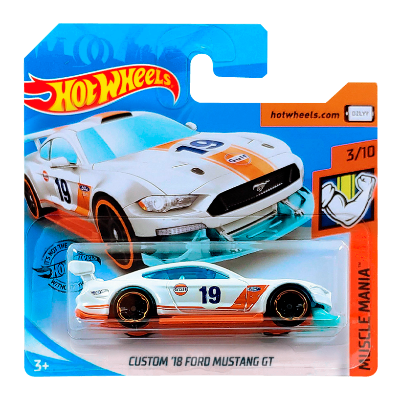 Машинка Базовая Hot Wheels Custom '18 Ford Mustang GT Gulf Muscle Mania 1:64 FYF87 White - Retromagaz