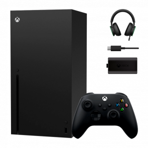 Набір Консоль Microsoft Xbox Series X 1TB (889842640809) Black Новий + Акумулятор Play and Charge Kit + Кабель USB Type-C + Гарнітура Бездротовий Wireless Headset