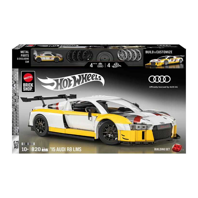 Конструктор Hot Wheels Mattel Brick Shop Hot Wheels ‘15 Audi R8 Lms 820 Деталей JFT18 White - Retromagaz