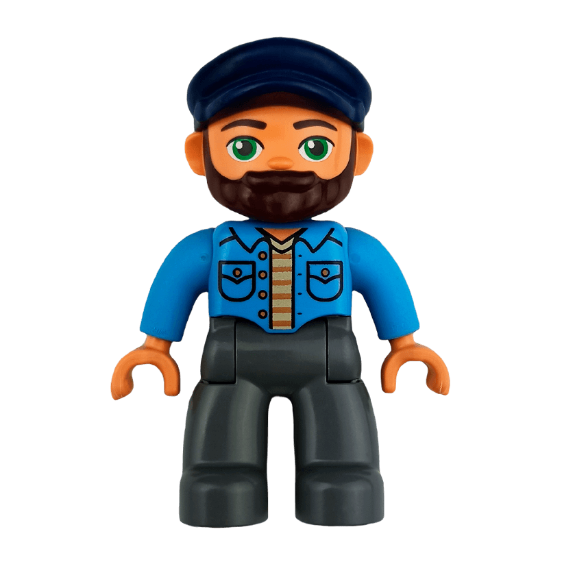 Фігурка Lego Boy Dark Bluish Grey Legs Medium Blue Shirt Duplo 47394pb250 Б/У - Retromagaz