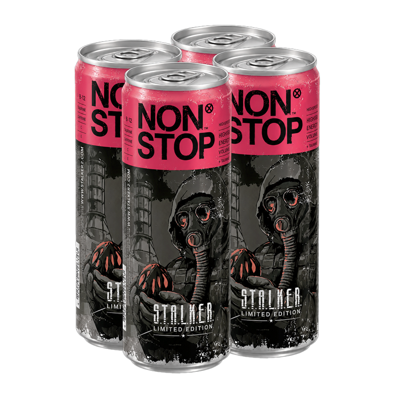 Набор Напиток Энергетический 4шт Non Stop Stalker Red 250ml - Retromagaz