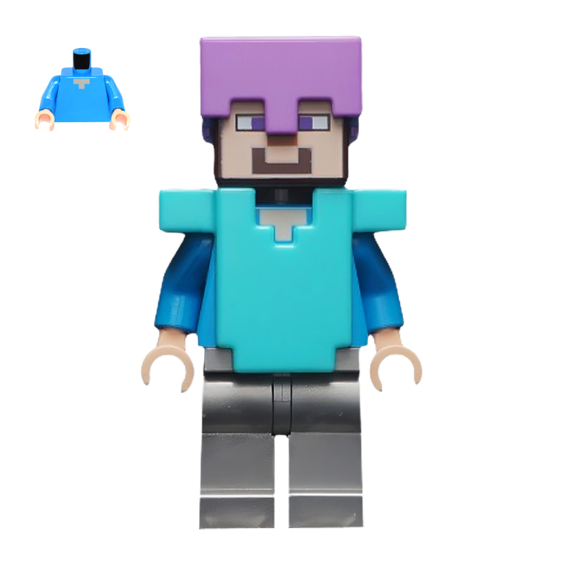 Фигурка Lego Minecraft Steve Medium Lavender Helmet Medium Azure Armor Games min060 Б/У - Retromagaz