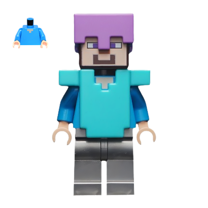 Фигурка Lego Minecraft Steve Medium Lavender Helmet Medium Azure Armor Games min060 Б/У - Retromagaz