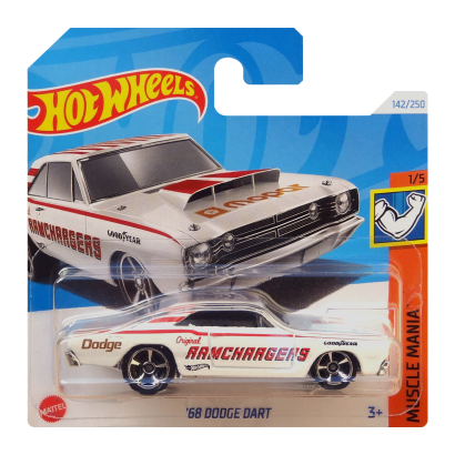 Машинка Базова Hot Wheels '68 Dodge Dart Gassers 1:64 HTC57 White - Retromagaz