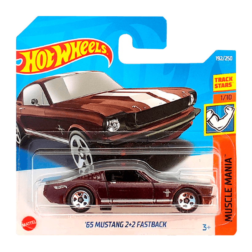 Машинка Базовая Hot Wheels '65 Mustang 2+2 Fastback Muscle Mania 1:64 HCX81 Dark Red - Retromagaz
