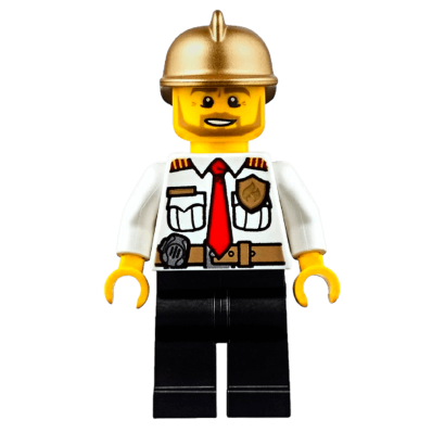Фігурка Lego 973pb1304 Chief White Shirt with Tie City Fire cty0350 Б/У - Retromagaz