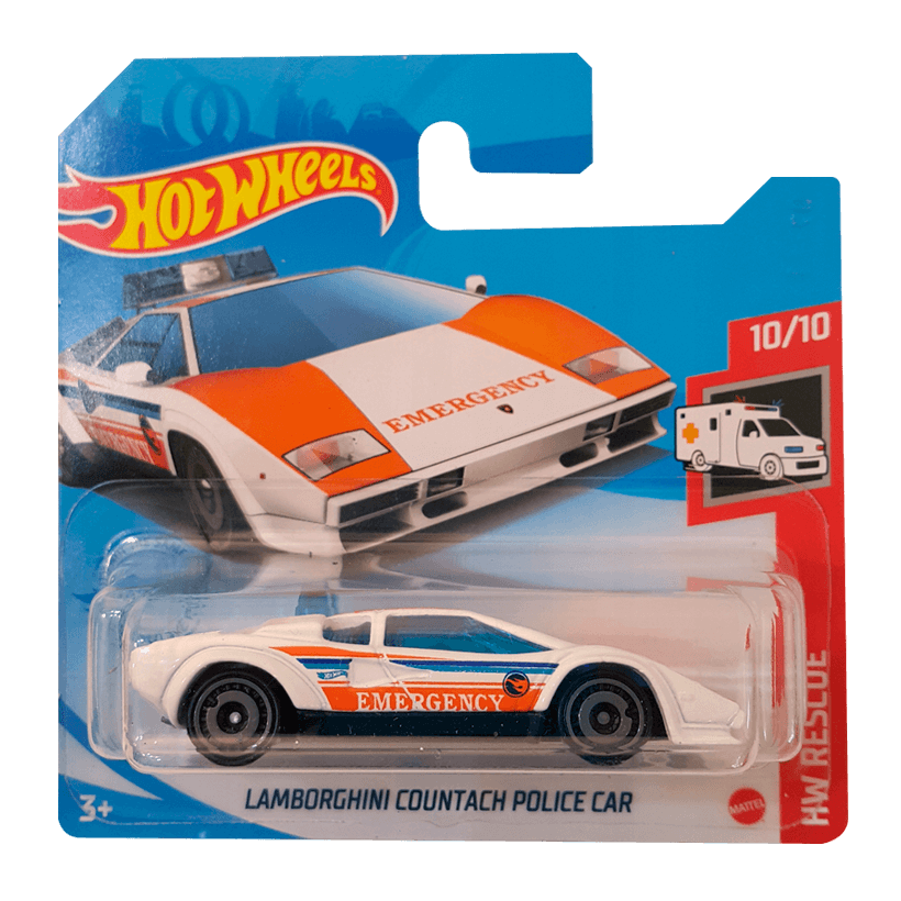 Машинка Базовая Hot Wheels Lamborghini Countach Police Car Treasure Hunts Rescue 1:64 GTC86 White - Retromagaz