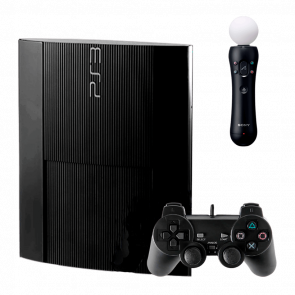 Набір Консоль Sony PlayStation 3 Super Slim 500GB Black Б/У Хороший + Контролер Sony PlayStation 3 Move Black Б/У Хороший - Retromagaz
