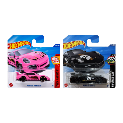 Набір Машинка Базова Hot Wheels Porsche 911 GT3 RS Then and Now 1:64 JBB35 Pink  + Black Набір Машинка Базова Hot Wheels Porsche 911 GT3 RS Then and Now 1:64 JBB35 Pink  + Black - Retromagaz