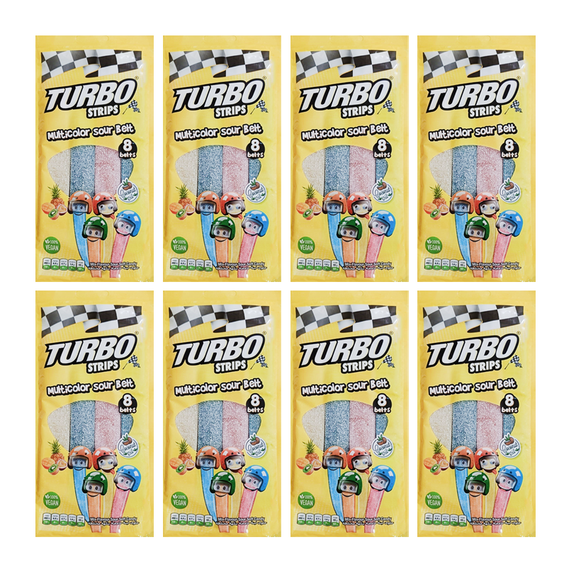 Набір Цукерки Жувальні 8шт Turbo Strips Sour Belt 80g - Retromagaz