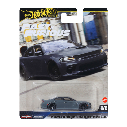 Машинка Premium Hot Wheels 2020 Dodge Charger Hellcat Fast & Furious 1:64 JBL96 Grey - Retromagaz