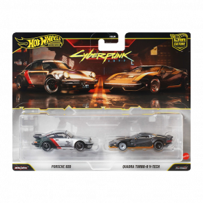 Машинка Premium 2шт Hot Wheels Porsche 911 Turbo (930) / Quadra Turbo-R V-Tech 2-Packs 1:64 JHW53 Grey - Retromagaz