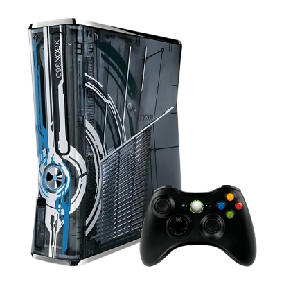 Набор Консоль Microsoft Xbox 360 S Halo Limited Edition Freeboot 250GB Silver + 5 Встроенных Игр Б/У  + Геймпад Беспроводной RMC Black Новый - Retromagaz