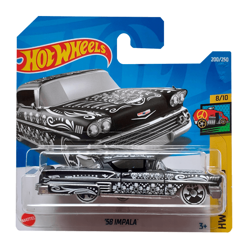 Машинка Базовая Hot Wheels '58 Impala Treasure Hunts HW Art Cars 1:64 HCX98 Black - Retromagaz