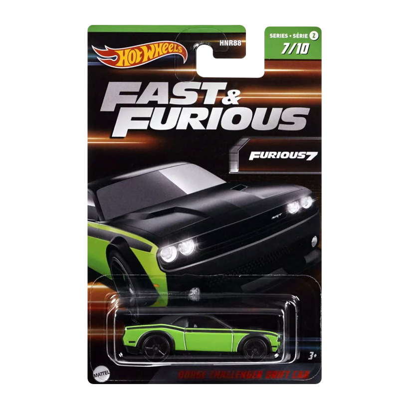 Тематическая Машинка Hot Wheels Dodge Challenger Drift Car Fast & Furious 1:64 HNR88/HNT07 Black - Retromagaz