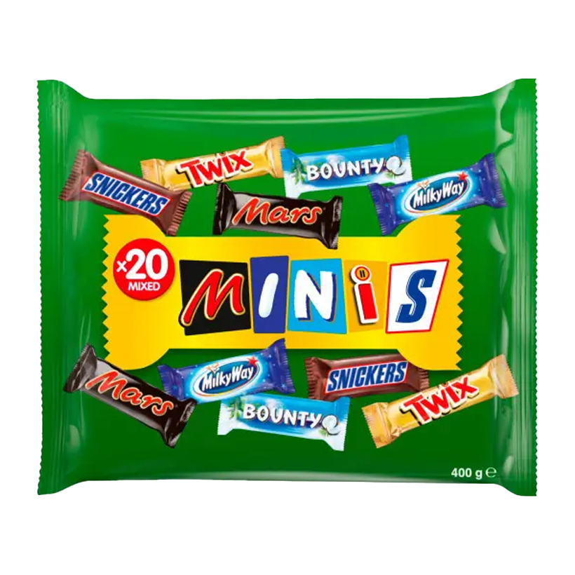 Ассорти Mars Mini Snickers Twix Bounty Milky Way 20 Батончиков 400g - Retromagaz