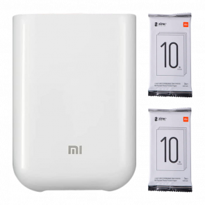 Набір Мобільний принтер Бездротовий Xiaomi Mi Pocket Photo Printer White  + Фотопапір 20шт для Photo Printer - Retromagaz