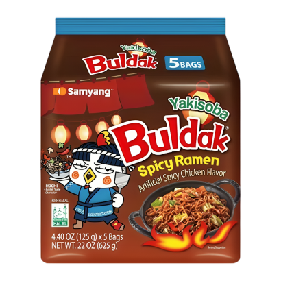Набір Локшина 5шт Samyang Buldak Yakisoba (Якісоба) Гостра 145g - Retromagaz