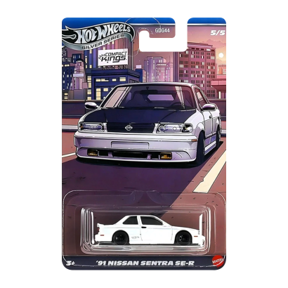 Тематическая Машинка Hot Wheels 91 Nissan Sentra SE-R Compact Kings 1:64 JKX60 White - Retromagaz