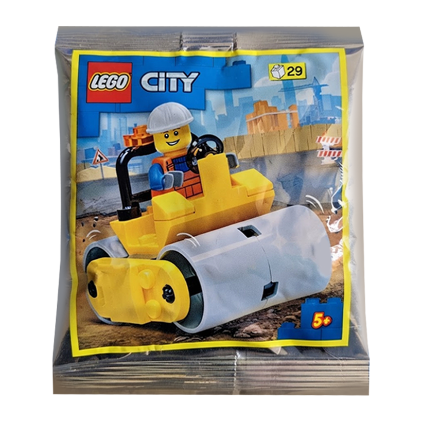 Конструктор Lego Фігурка Worker with Steamroller Foil Pack City 952210 cty1509 Новий - Retromagaz