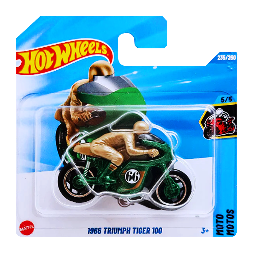 Машинка Базовая Hot Wheels 1966 Triumph Tiger 100 Treasure Hunts Moto 1:64 JBC32 Green - Retromagaz