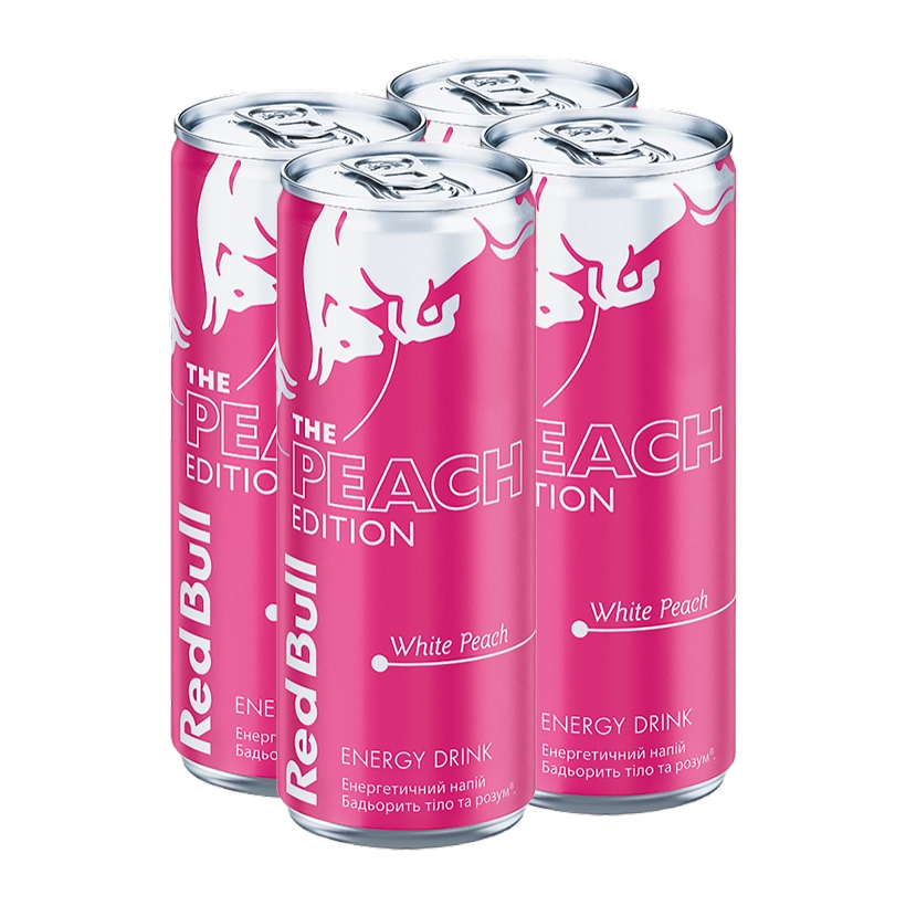 Набор Напиток Энергетический 4шт Red Bull Peach Edition Pink 250ml - Retromagaz