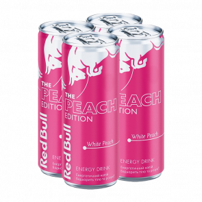 Набір Напій Енергетичний 4шт Red Bull Peach Edition Pink 250ml - Retromagaz