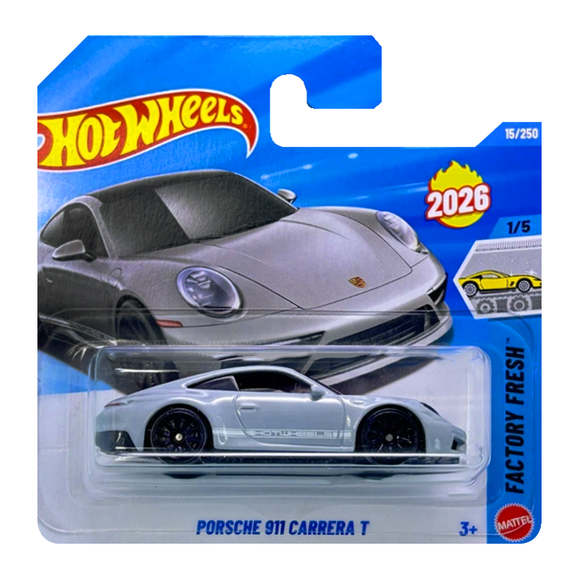 Машинка Базовая Hot Wheels Porsche Porsche 911 Carrera T Factory Fresh 1:64 JJH33 Grey - Retromagaz