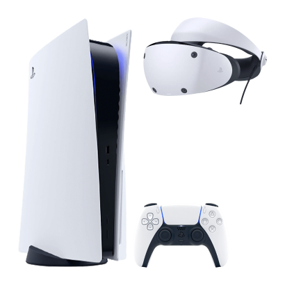Набор Консоль Sony PlayStation 5 Blu-ray 825GB White Б/У  + Очки Виртуальной Реальности Проводной VR2 - Retromagaz