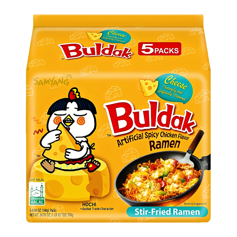 Набор Лапша 5шт Samyang Buldak Hot Cheese (Сырная) Острая 140g - Retromagaz