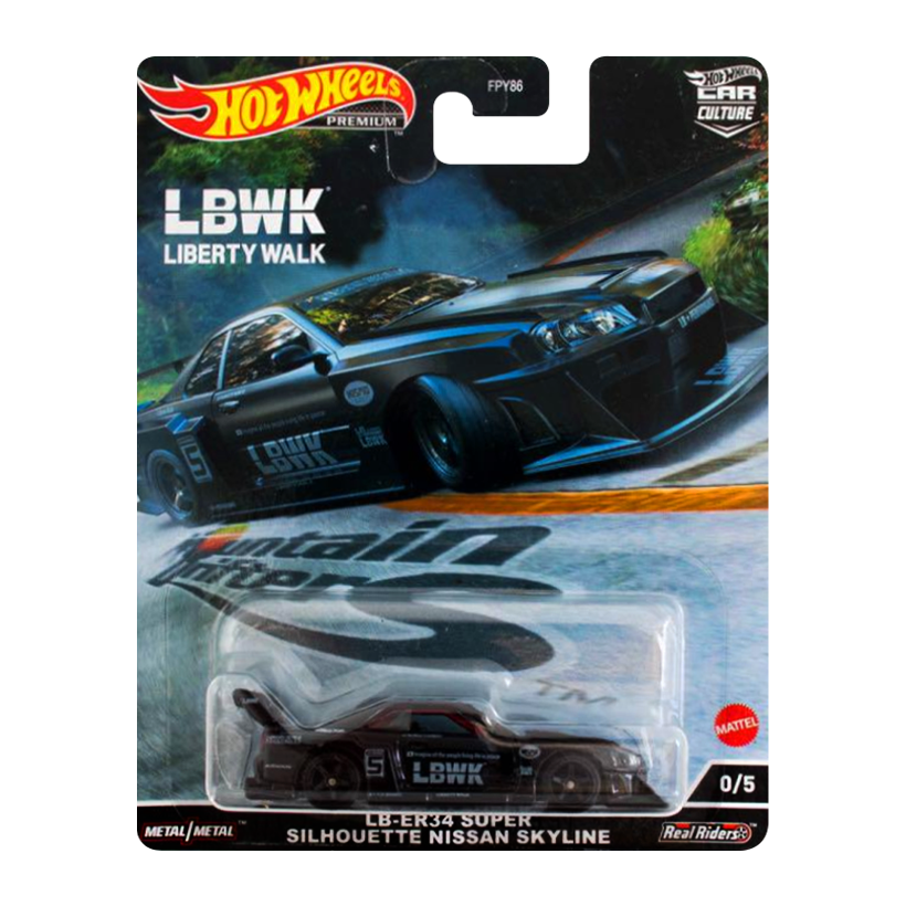 Машинка Premium Hot Wheels LB-ER34 Super Silhouette Nissan Skyline Chase Mountain Drifters 1:64 HCK01 Black - Retromagaz