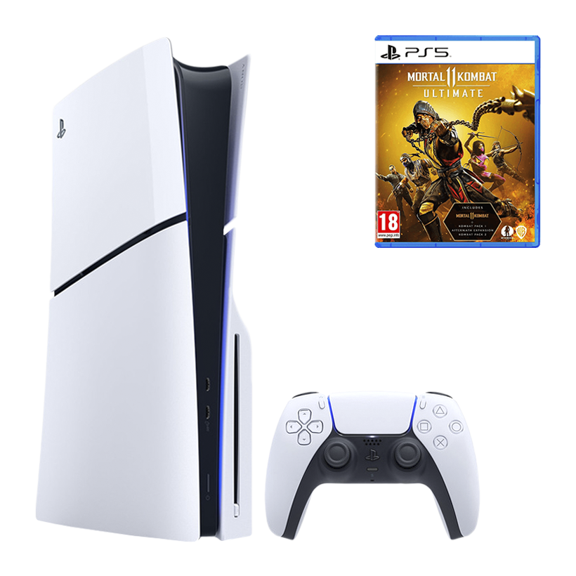 Набір Консоль Sony PlayStation 5 Slim Blu-ray 1TB White Новий  + Гра Mortal Kombat 11 Ultimate Edition Російські Субтитри - Retromagaz